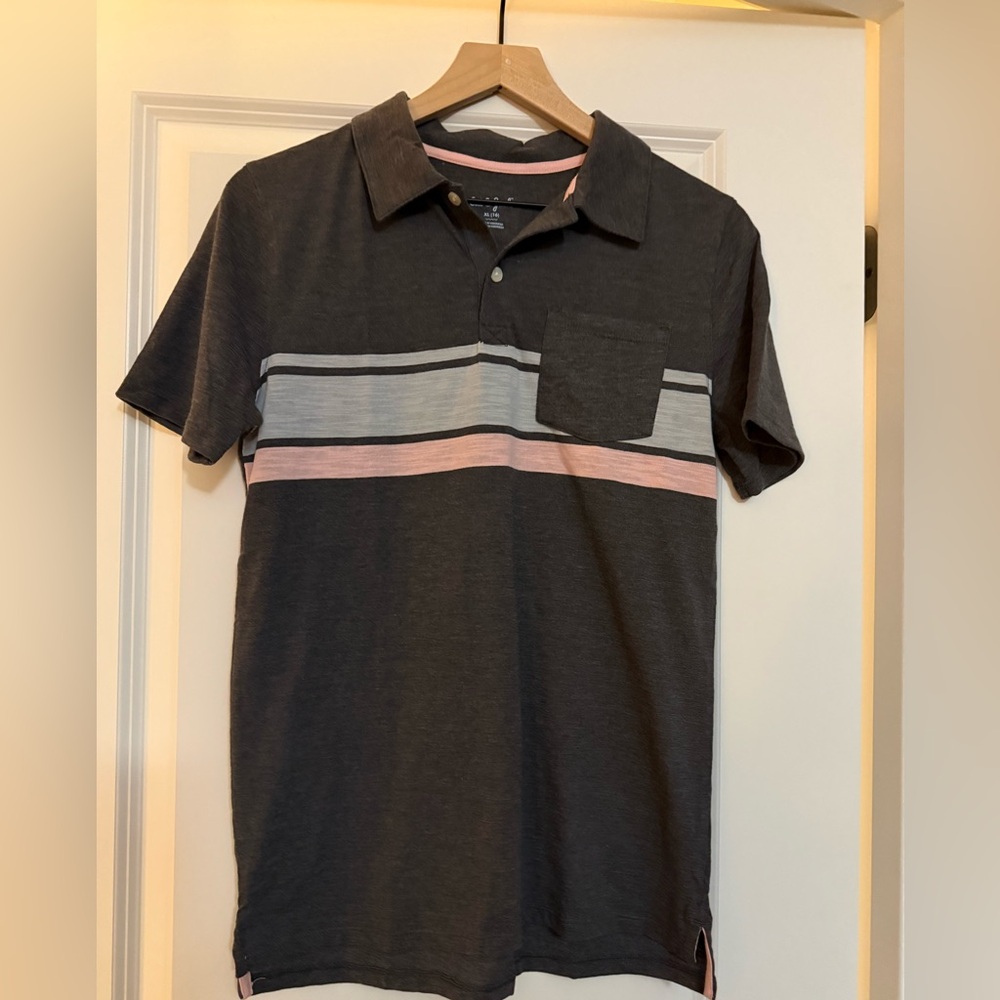 Cat & Jack Boys Polo with Gray and Pink Stripes